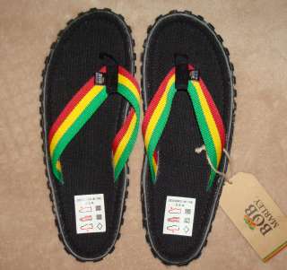 Bob Marley Mens FRESCO BLACK Striped Flip Flops Shoes NWT Several 