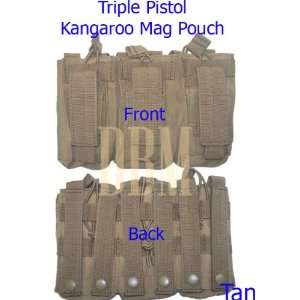  Triple Pistol Kangaroo Mag Pouch Bag Tan Sports 