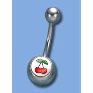  Cherry In Window Belly Button Ring 