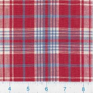  45 Wide Large Plaid Red/Light Blue Fabric By The Yard 
