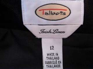 Talbots Irish Linen Black Career Skirt KNee Length Size 12 Crisp 