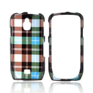 Plaid Pattern of Blue Brown Silver Hard Plastic Case Cover For Samsung 