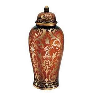  Hand Painted Porcelain Jar   Traditional Cherry Brown 
