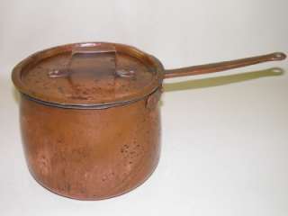 Antique Dove Tailed Copper Pot With Lid and Handle  
