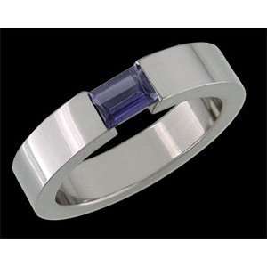  Bria   size 11.25 Titanium Ring with Tension Set Iolite 