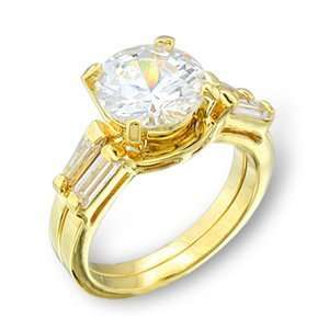  Womens Brida Clear Cubic Zirconia Gold Tone Ring, Size 5 