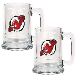  New Jersey Devils 2pc 15oz Beer Glass Tankard Set Kitchen 