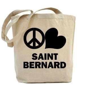  Peace Love Saint Bernard Pets Tote Bag by  