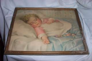 Rare Annie Benson Muller Just a Little Dream Baby Infant Framed 