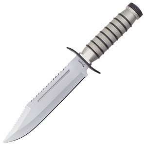  Tomahawk   Medium Survival Knife, Silver Handle, Green 