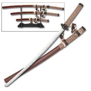   Sword Set 3pc Brown Traditional Jin Tachi Style
