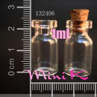 10 1000 Clear Glass Bottle Vial Cork 1ml Pyrex 132406  