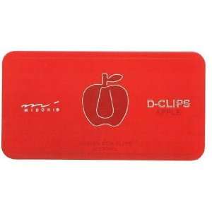  Midori D Clip Paper Clips   Garden Series   Apple   Box of 