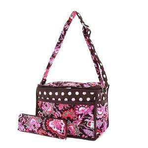   Belvah Insulated Lunch Box Tote Bag Brown and Pink