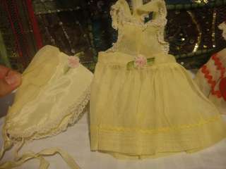 Wow Vintage Antique Baby Doll Organdy Dresses Lot Bonnet Lace Satin 5 