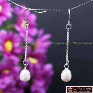 NATURAL WHITE CULTURED PEARL CHANDELIER DANGLE EARRINGS  