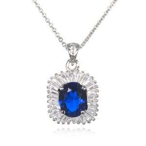 SYNTHETIC SAPPHIRE OVAL PENDANT 18