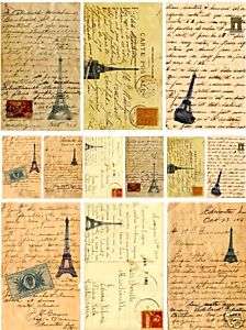 French Love Letters #2 Collage Sheet Text Eiffel Tower  