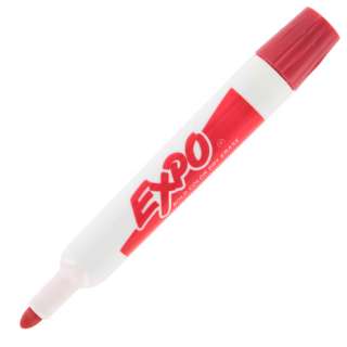 Expo Bold Color Bullet Tip Dry Erase Markers, Pack of 12, Black or Red 