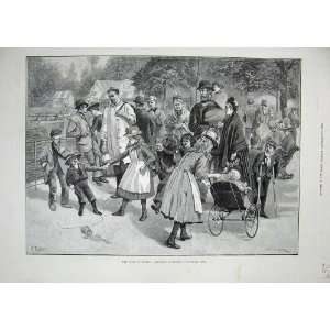   1890 Children Playing London Victoria Park Pushchair