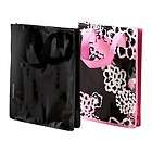   Reusable Shopping Grocery Storage Tote Bag Black & Pink Flower New