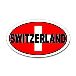  Swiss / Switzerland CH Flag Oval Sticker by  
