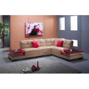   Contemporary Leather Sectional Furniture with Buil