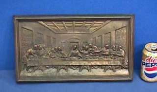 Vtg Antique Bronze Plaque The Last Supper c.1890 Wow  
