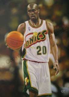 Gary Payton Seattle Supersonics NBA Canvas Oil Painting  