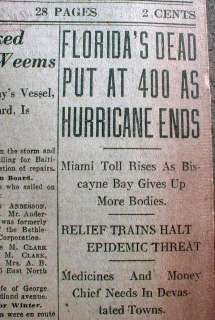 1926 newspapers THE GREAT MIAMI HURRICANE Florida disaster headline 