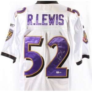  Signed Ray Lewis White Ravens Jersey   GAI   Autographed 