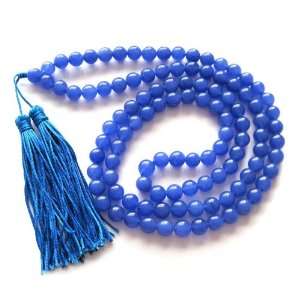   8mm 108 Blue Jade Stone Beads Buddhist Prayer Mala Necklace Jewelry