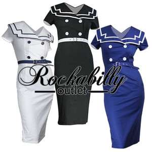 Rockabilly 50s Pinup Girl Sailor Dress Size 8   Plus Sz Sexy Wiggle 