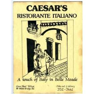  Caesars Ristorante Italiano Menu Chattanooga TN 1980 