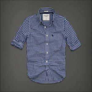 Abercrombie & Fitch Men Blue Gill Brook long sleeve classic Shirt 