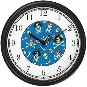 Pirate   Skull Cross Bones and Swords Collage Wall Clock by WatchBuddy 