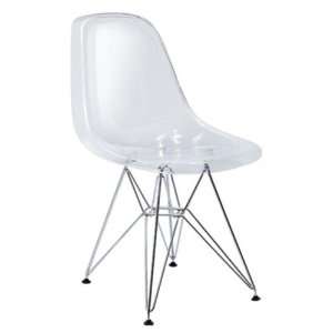  Eiffel Ghost Dining Chair w Stainless Steel Base 