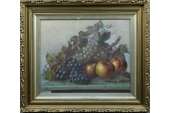 English School Apples Grapes Still Life Oil Painting  