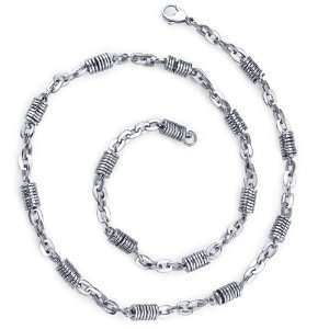 Vibrant Style Mens Unique Stainless Steel Silver tone Coiled Link 20 