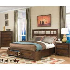  California King Size Bed in Walnut Finish Furniture 