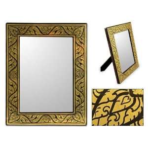  Lacquered wood mirror, Golden Foliage
