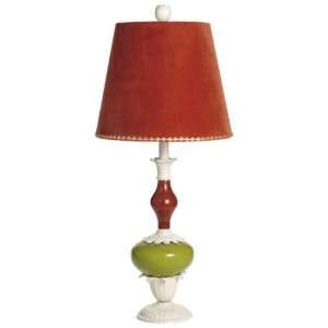 Midwest New CBK RED AND GREEN BALL BASE TABLE LAMP WITH VELVET SHADE 