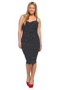 Stop Staring   Navy With White Polka Dot Dress  