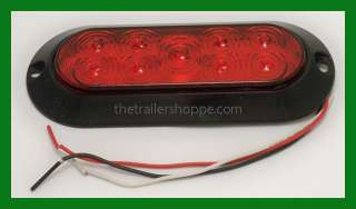 Red 6 Oval Stop Turn Tail Light 9 LED Surface Mount  