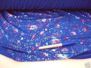 Fabric Lycra Blue Rainbow Metallic Fireworks U116  