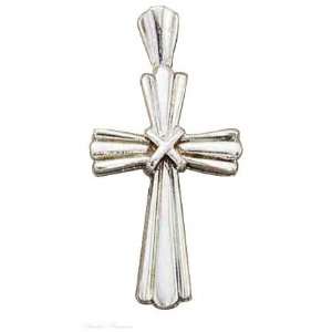  Sterling Silver Striated Christian Cross Charm Arts 