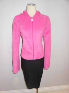 PINK victorias Secret Terry cloth Rose Pink Zip up hoody Jacket Sz L 