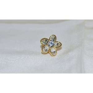    Clear Cubic Zirconia Shiny Gold Tone Flower Brooch 