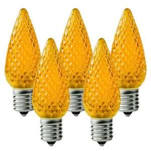 C9 LED   Amber Yellow   Faceted Finish   Intermediate Base   Christmas 