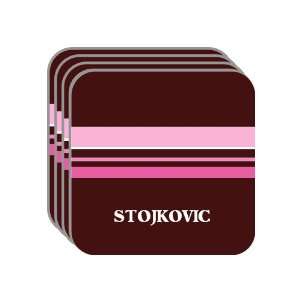 Personal Name Gift   STOJKOVIC Set of 4 Mini Mousepad Coasters (pink 